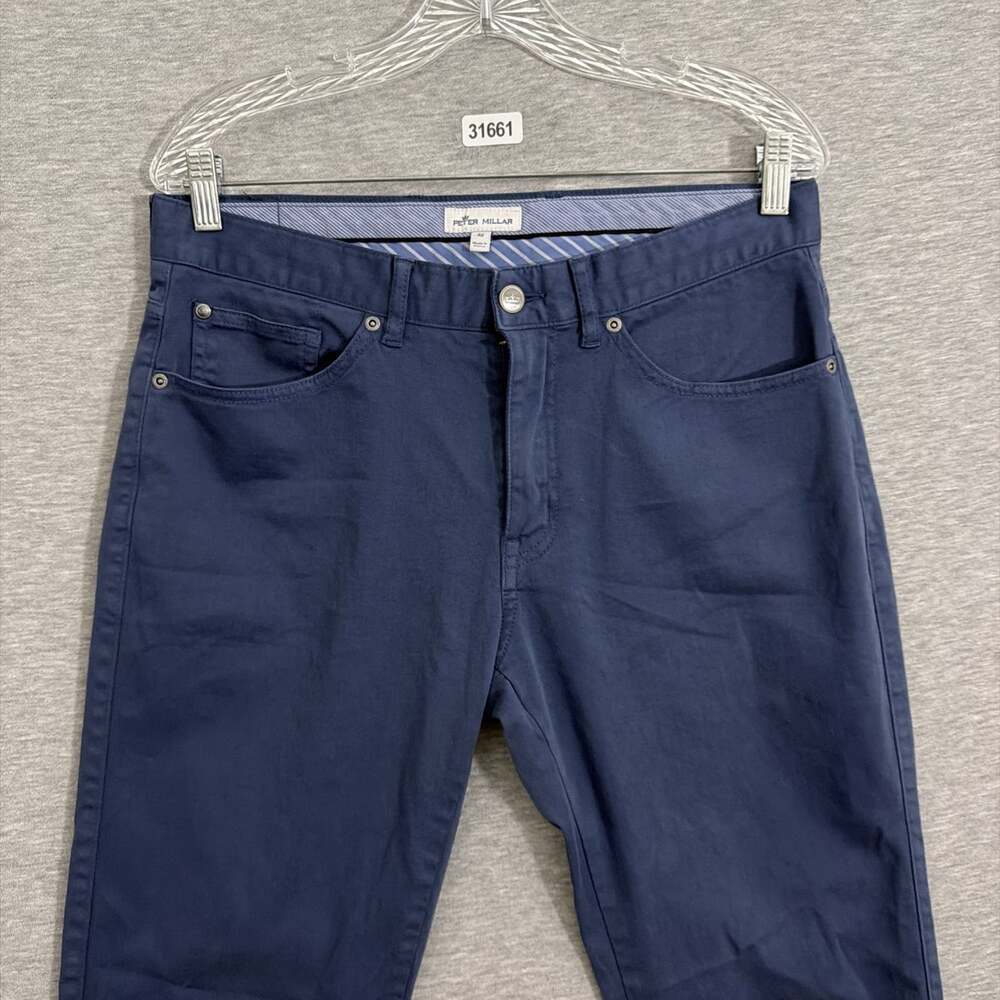 Peter Millar Mens 32 Navy Ultimate Sateen 5 Pocket Straight Leg Pants - Picture 3 of 13